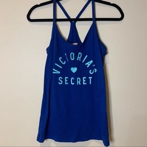 Victoria’s Secret Blue Racerback Logo Tank Extra Small